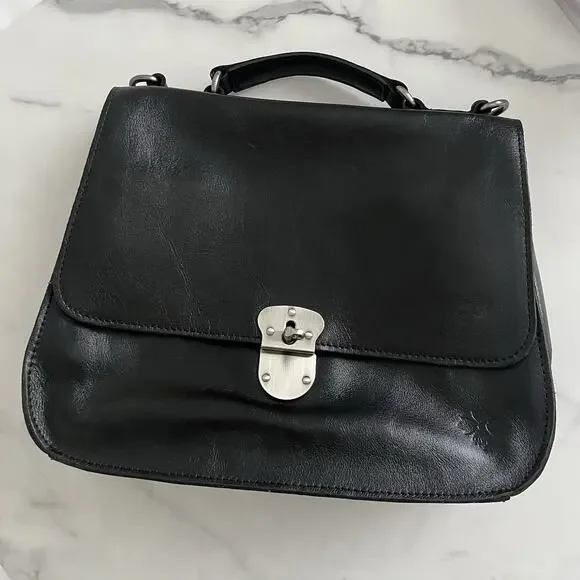 Patricia Nash Heritage Leather Satchel Crossbody Bag Black retro boho chic - Picture 9 of 12